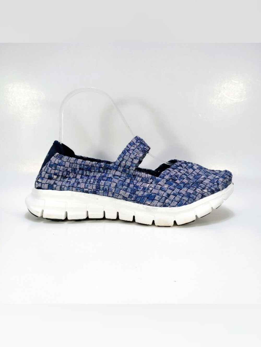 Skechers Synergy Bay Breeze Womens 8.5 Blue Stretch Weave Memory Foam Sneakers